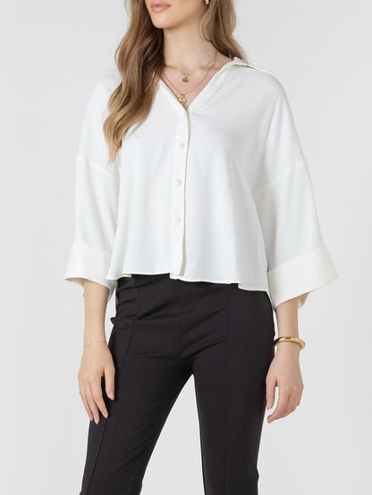 BLACK TAPE Cuffed Button Front Blouse