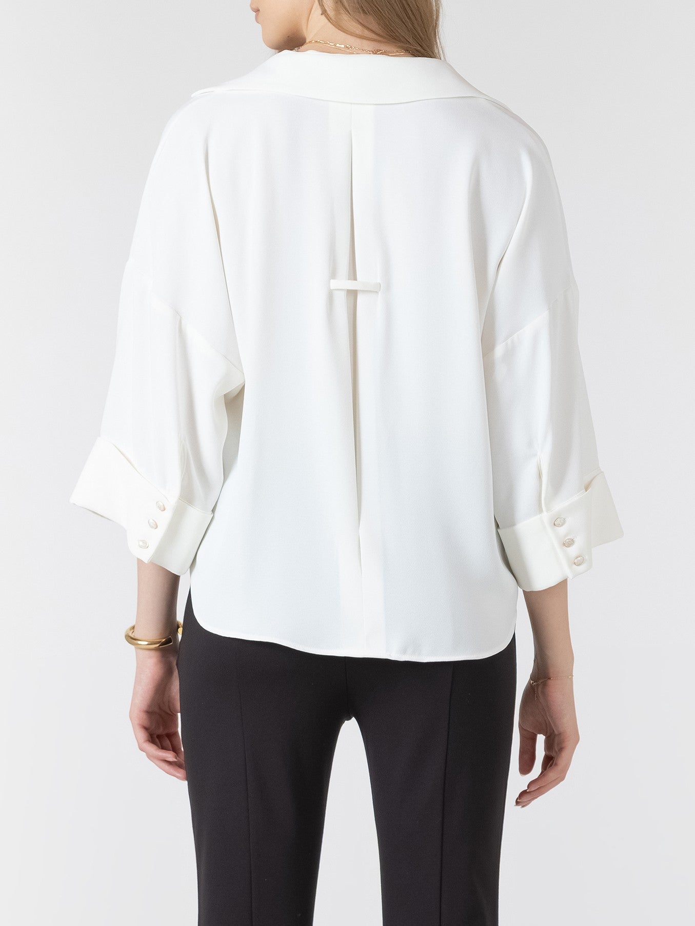 BLACK TAPE Cuffed Button Front Blouse