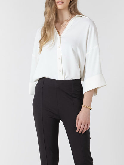 BLACK TAPE Cuffed Button Front Blouse